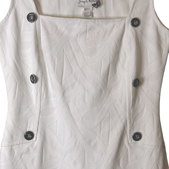 Joseph Ribkoff Ivory Textured‎ Sleeveless Dress Button Detail Canada #70133 Sz 8 - Picture 4 of 13